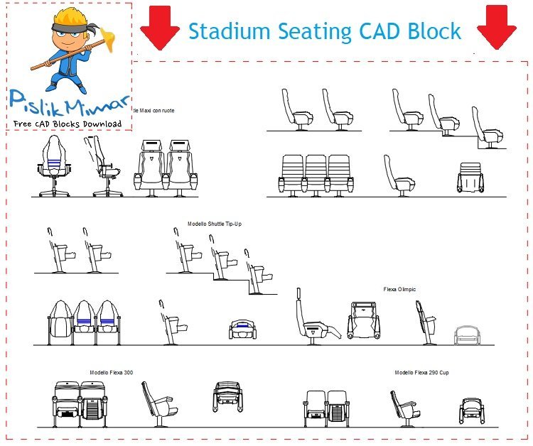 Stadium Seating cad block free autocad dwg download