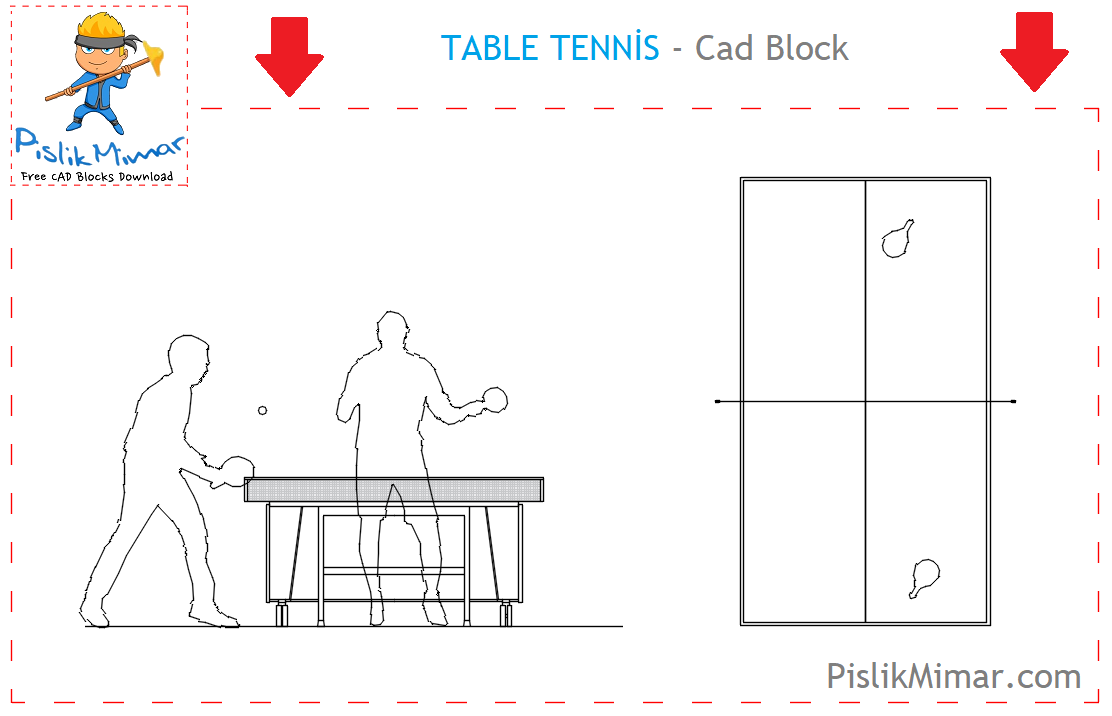 table tennis cad block