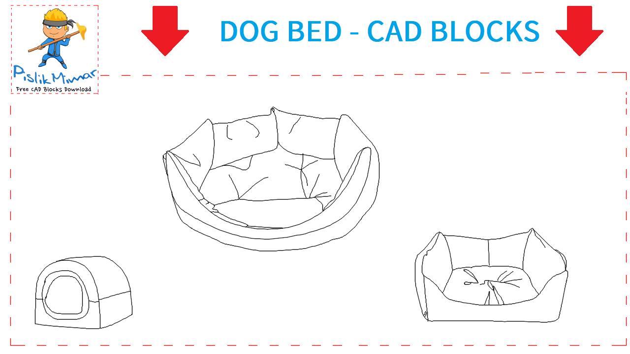 Dog Bed Cad Blocks - Autocad Drawing