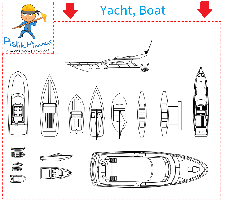 Autocad Yacht, Boat Cad blocks