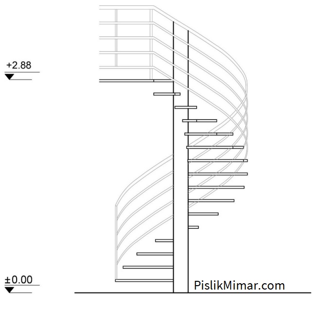 DRAWING A SPIRAL STAIR ELEVATION